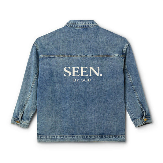 SEEN. BY GOD Women’s Oversized Denim Jacket – Faith Statement Streetwear