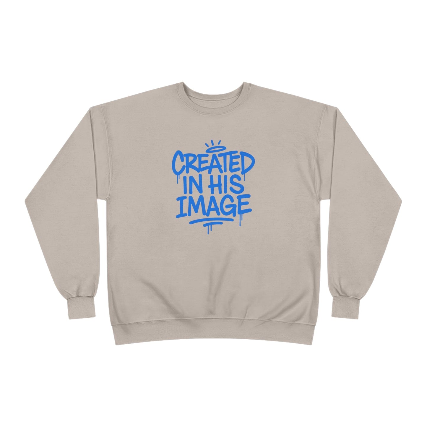 Created In His Image Crewneck Sweatshirt — Genesis 1:27 Inspirational Graphic