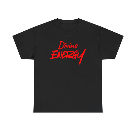 Divine Energy T-Shirt - Red Script Spiritual Tee - Wear Your Worship