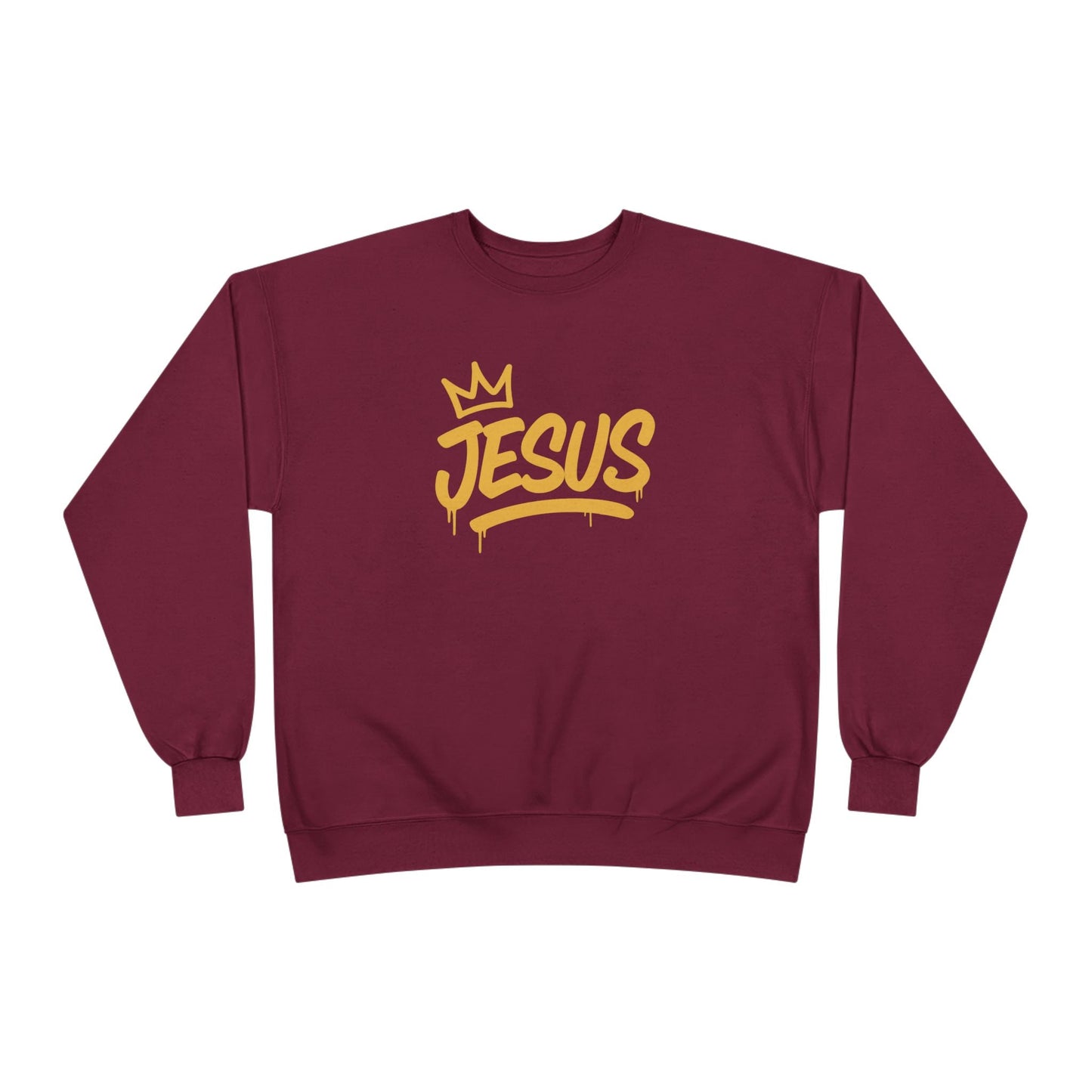 Jesus Crown Crewneck Sweatshirt — Gold Script Inspirational Pullover