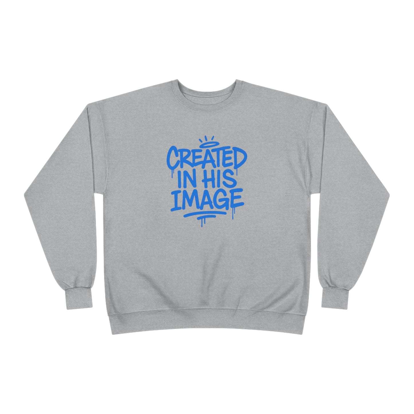Created In His Image Crewneck Sweatshirt — Genesis 1:27 Inspirational Graphic