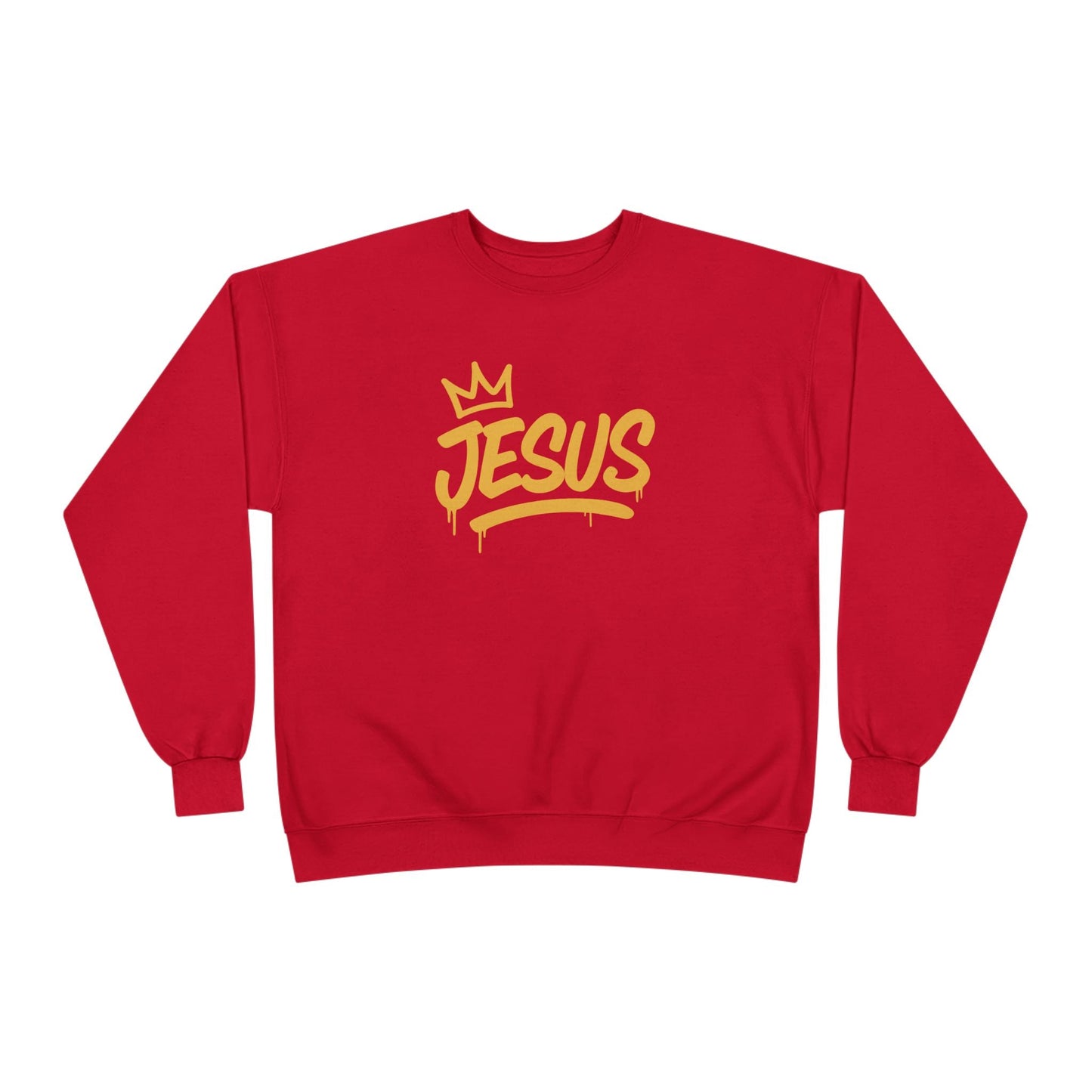 Jesus Crown Crewneck Sweatshirt — Gold Script Inspirational Pullover