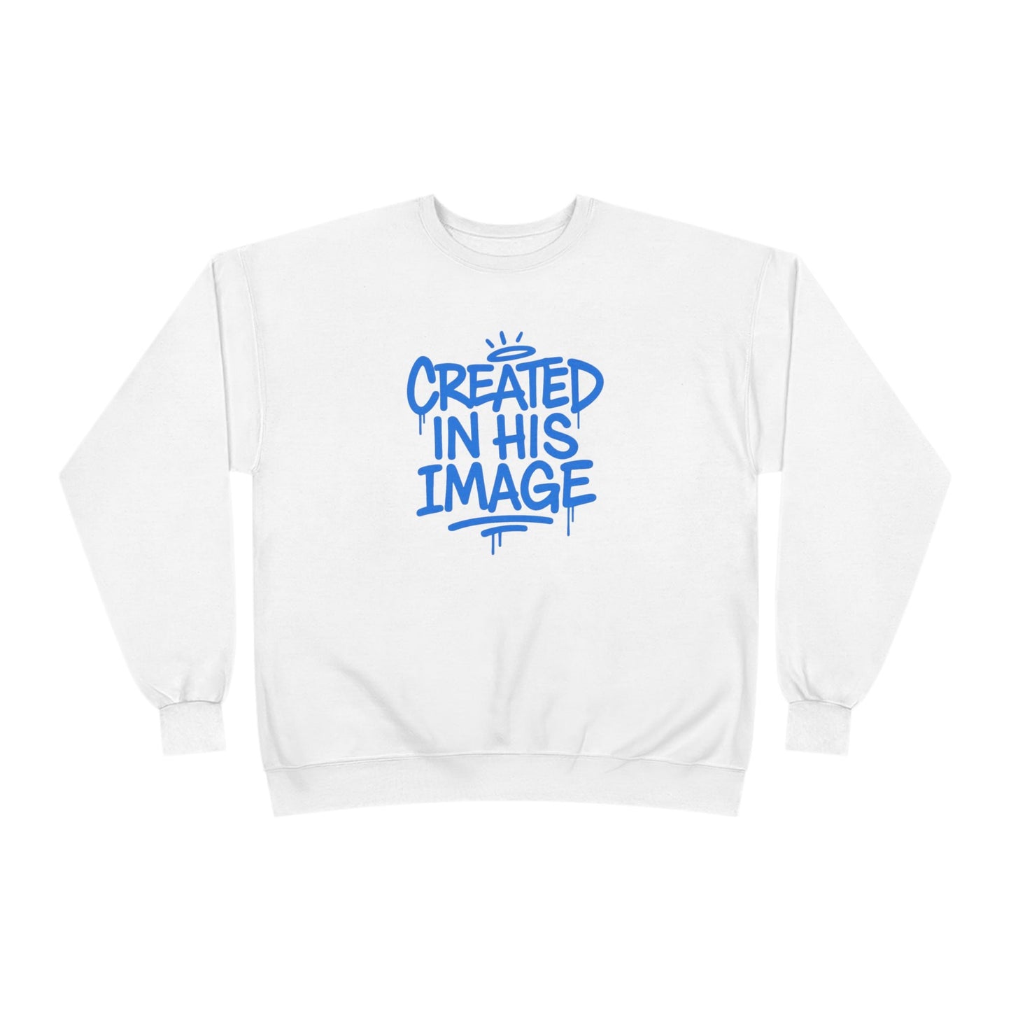 Created In His Image Crewneck Sweatshirt — Genesis 1:27 Inspirational Graphic