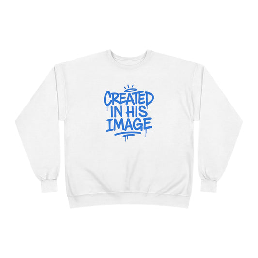 Created In His Image Crewneck Sweatshirt — Genesis 1:27 Inspirational Graphic