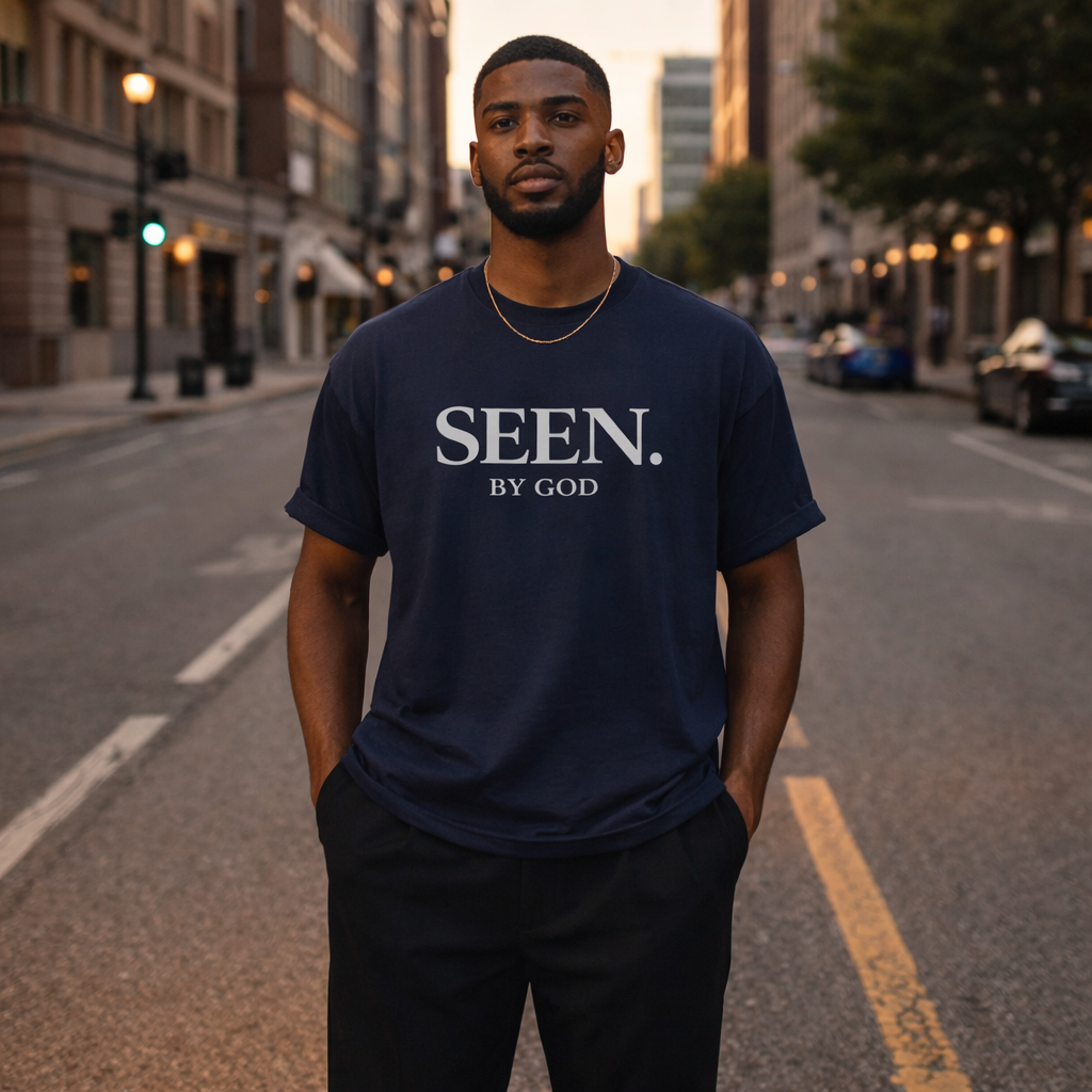 SEEN. BY GOD. Christian T-Shirt – Minimalist Faith Statement Tee