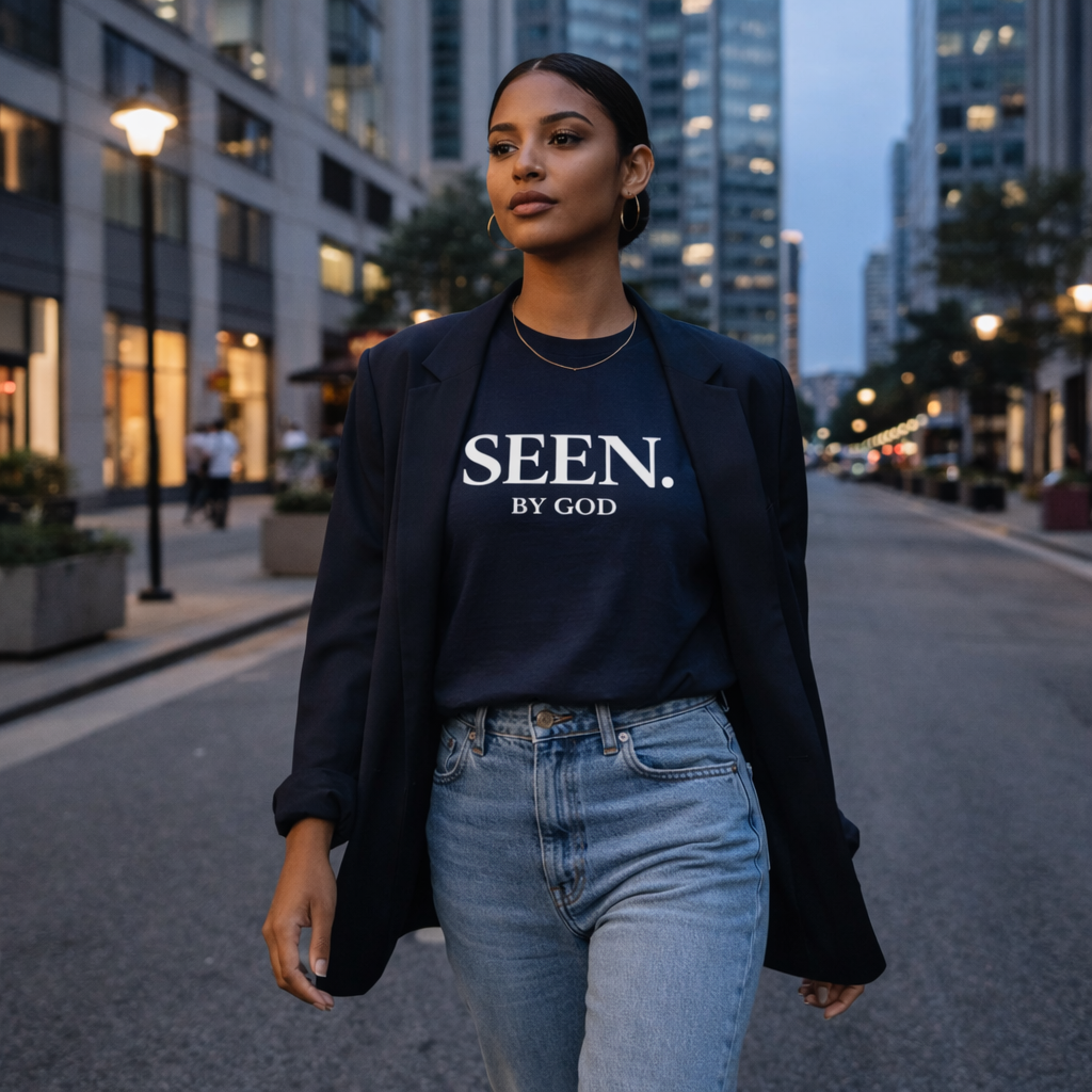SEEN. BY GOD. Christian T-Shirt – Minimalist Faith Statement Tee