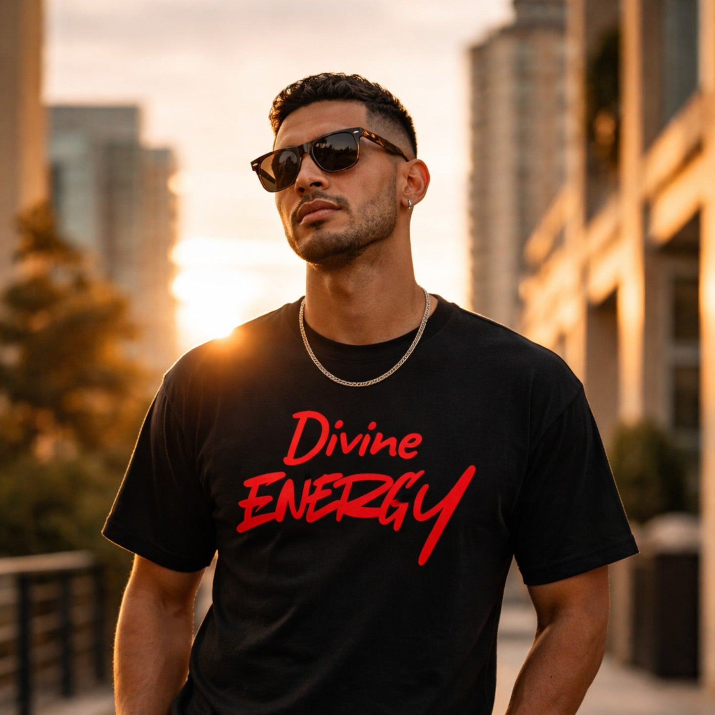 Divine Energy T-Shirt - Red Script Spiritual Tee - Wear Your Worship